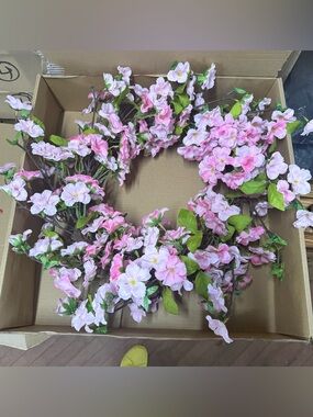 Pink and White Floral Wreath- 12”
